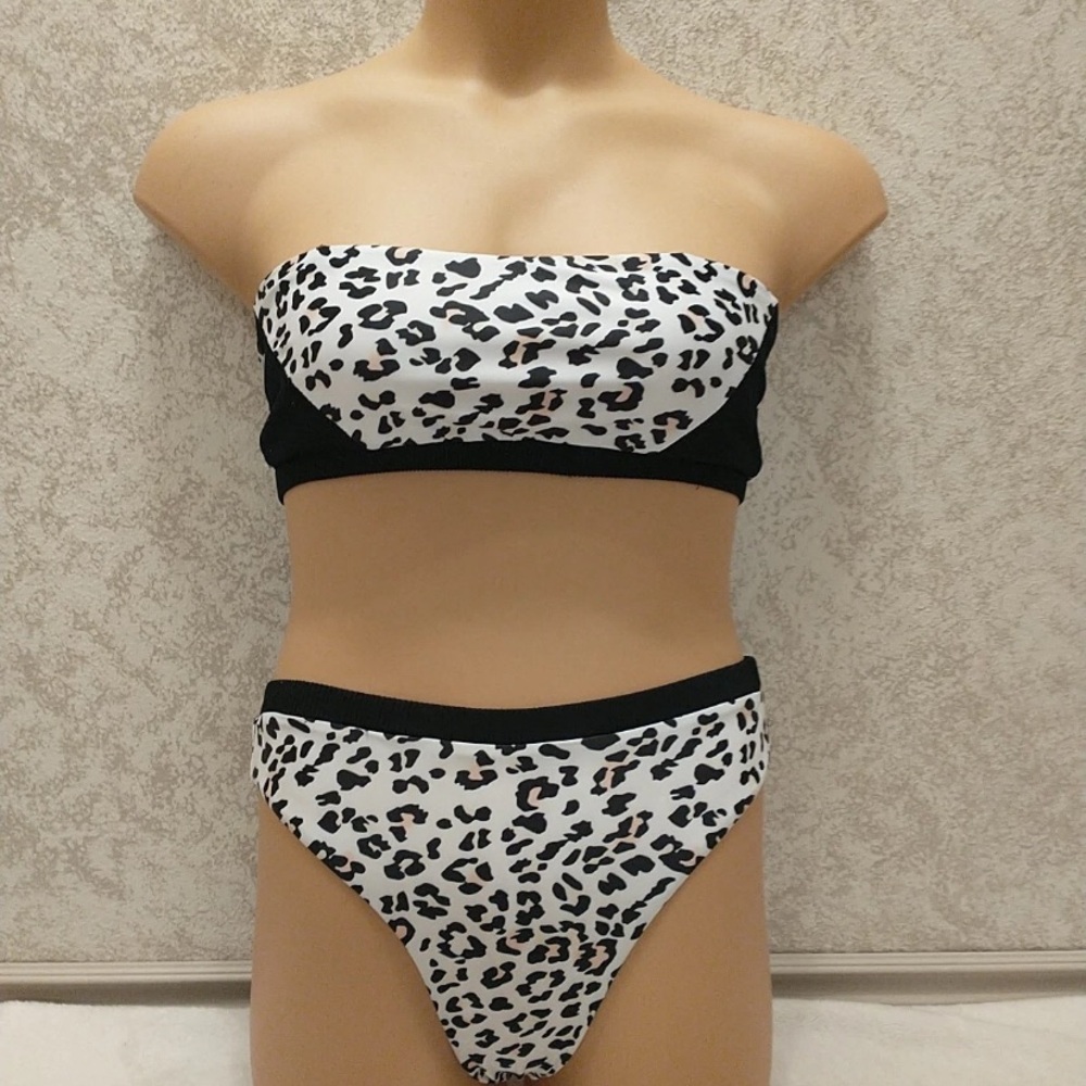 Zaful Black and White Leopard Bikini